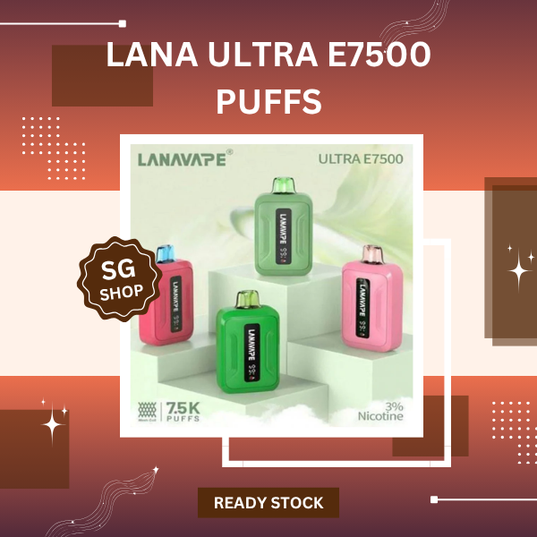 Lana Ultra E7500 Puffs disposable vape device showing its sleek matte casing and ergonomic mouthpiece