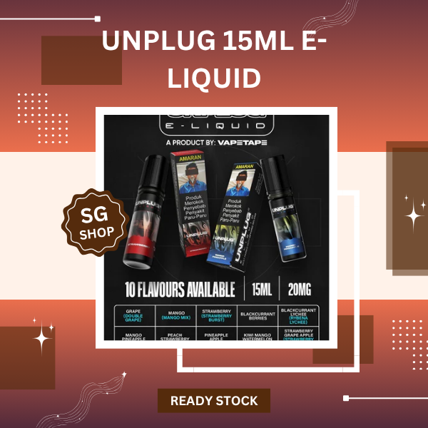 UNPLUG E-Liquid 15ml Nic Salt Bottle Vapetape Flavors