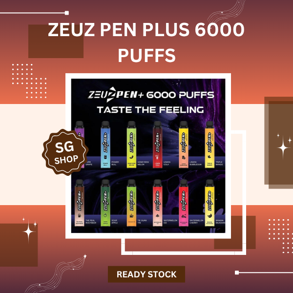 Zeuz Pen Plus 6000 Puffs disposable vape pen with Type-C charging port and mesh coil design