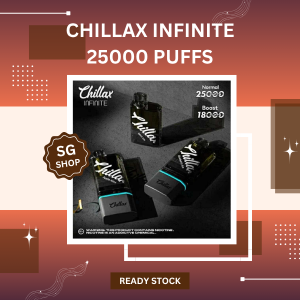 Chillax Infinite 25000 Puffs Disposable Vape with clear juice window and dual mesh coil