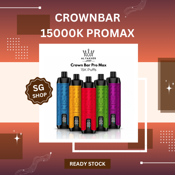 Al Fakher Crown Bar Pro Max 15000 Puffs disposable vape device with smart digital screen