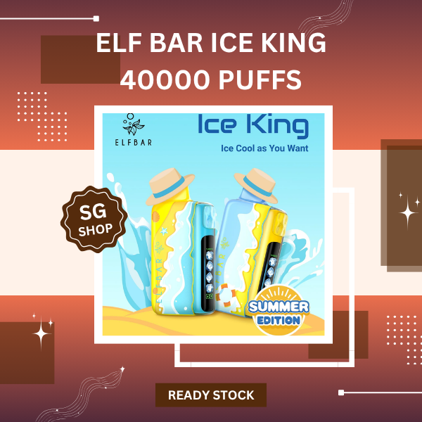 Elf Bar Ice King 40000 Puffs disposable vape device showing sleek design and adjustable cooling power indicator