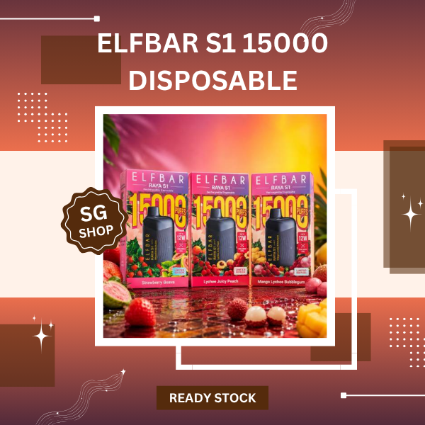Elf Bar Raya S1 15000 Puffs disposable vape front view with smart LED display