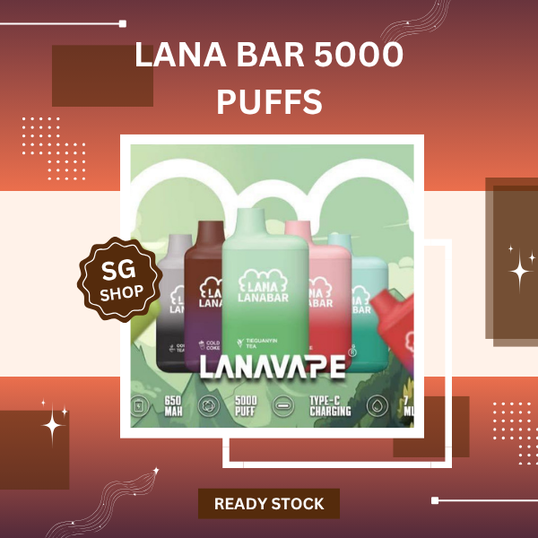 Lana Bar 5000 Puffs rechargeable disposable vape device displaying various gradient color variants and premium flavor selections