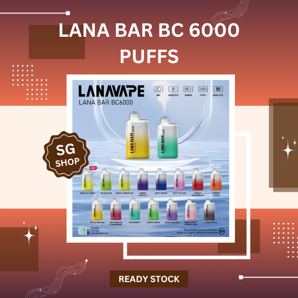 LANA Bar BC 6000 Puffs rechargeable disposable vape device box design