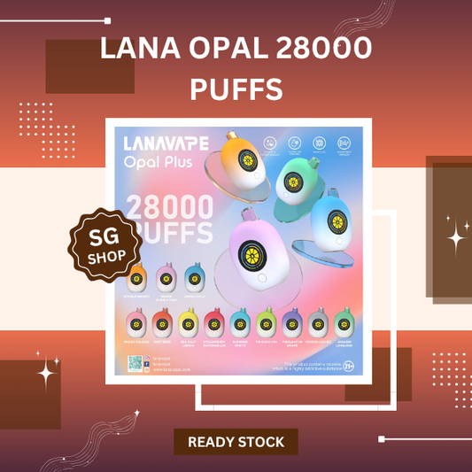 Lana Opal 28000 Puffs Disposable Vape device showing smart LED screen and crystal gradient design