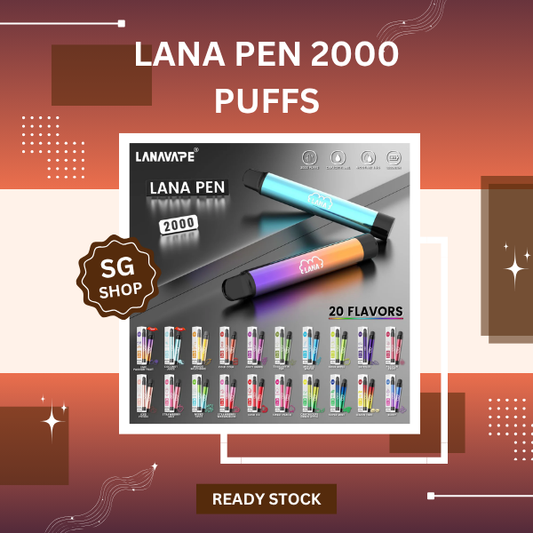Lana Pen 2000 Puffs disposable vape pen showing sleek aluminum design and flavor label