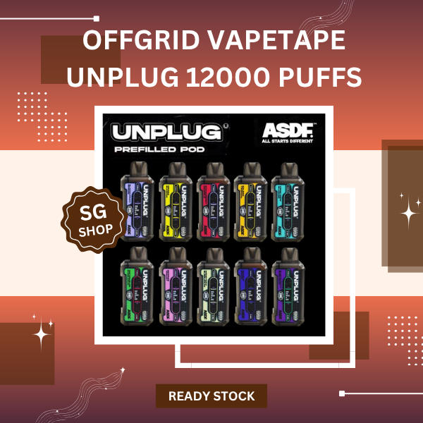 Offgrid Vapetape Unplug 12000 Puffs prefilled pod system kit showing the innovative detachable battery and cartridge design