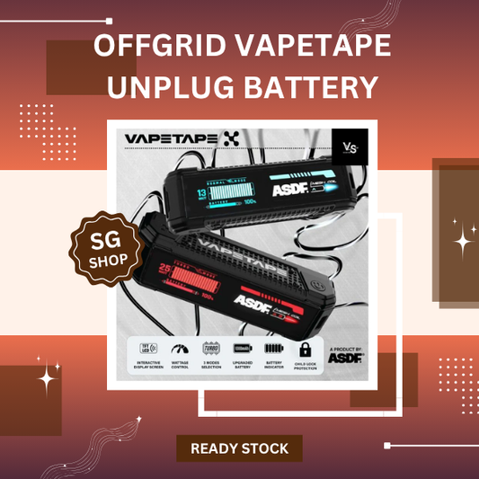 Offgrid Vapetape Unplug Battery with interactive smart display screen and 3 power modes for SG vape users