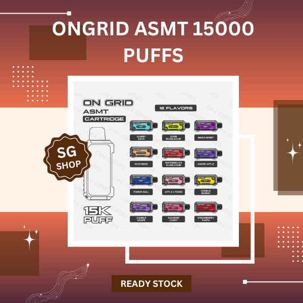 Ongrid Asmt 15000 Puffs disposable vape pod showcasing the sleek ergonomic design and premium flavor casing