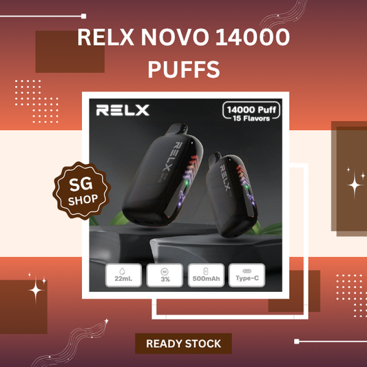 RELX Novo 14000 Puffs disposable vape device with full smart LED screen and adjustable airflow switch