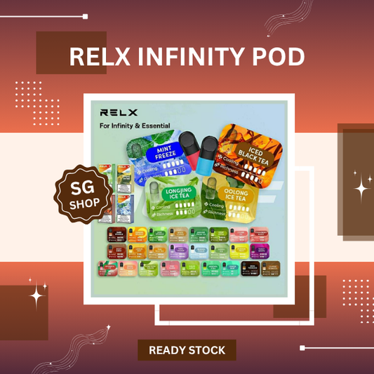 RELX Infinity Pod Pro official packaging and replacement pod showcasing ergonomic mouthpiece design