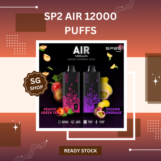 SP2S Air 12000 Puffs super slim disposable pod vape device on a clean background
