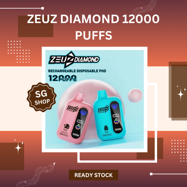 Zeuz Diamond 12000 Puffs disposable vape device showing luxury diamond cut body design